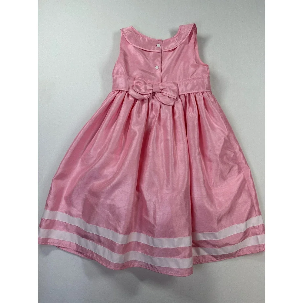 Gymboree Spring Jubilee Party Dress Girls 8 Pink White Ribbon Bow Formal Shimmer